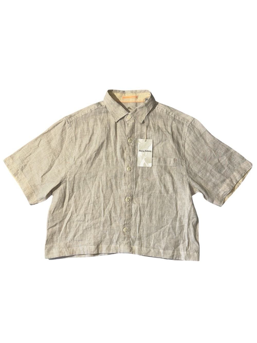 NEW Tommy Bahama women’s M Medium tan linen oversized button up shirt NWT
